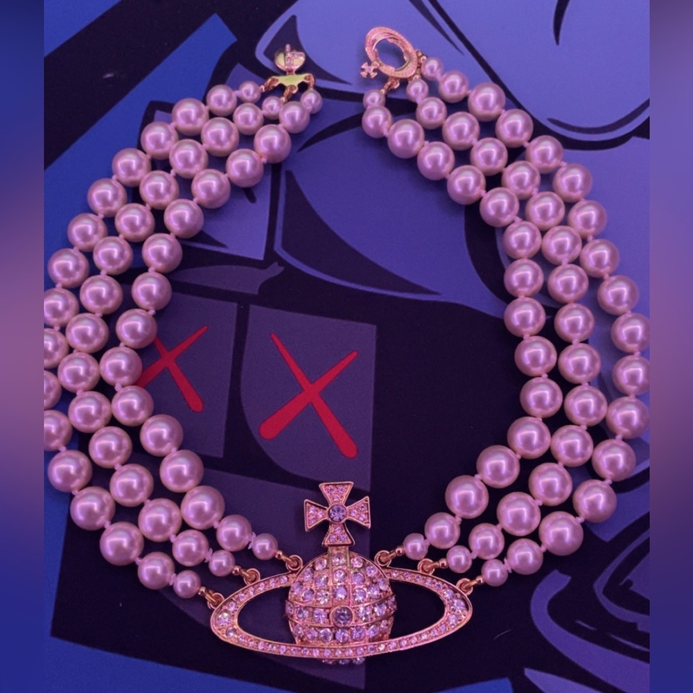 Golden Vivienne Westwood Triple Pearl Pendant
